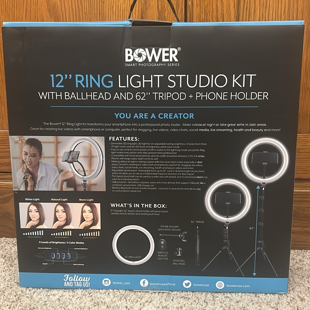 Bower 12” Ring Light Studio Kit - Picture 2 of 4